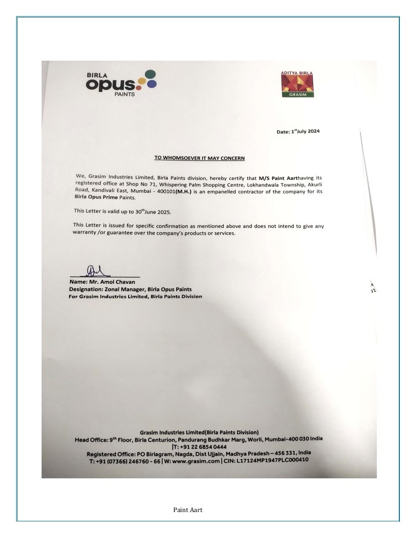 Paint Aart Birla Opus letter